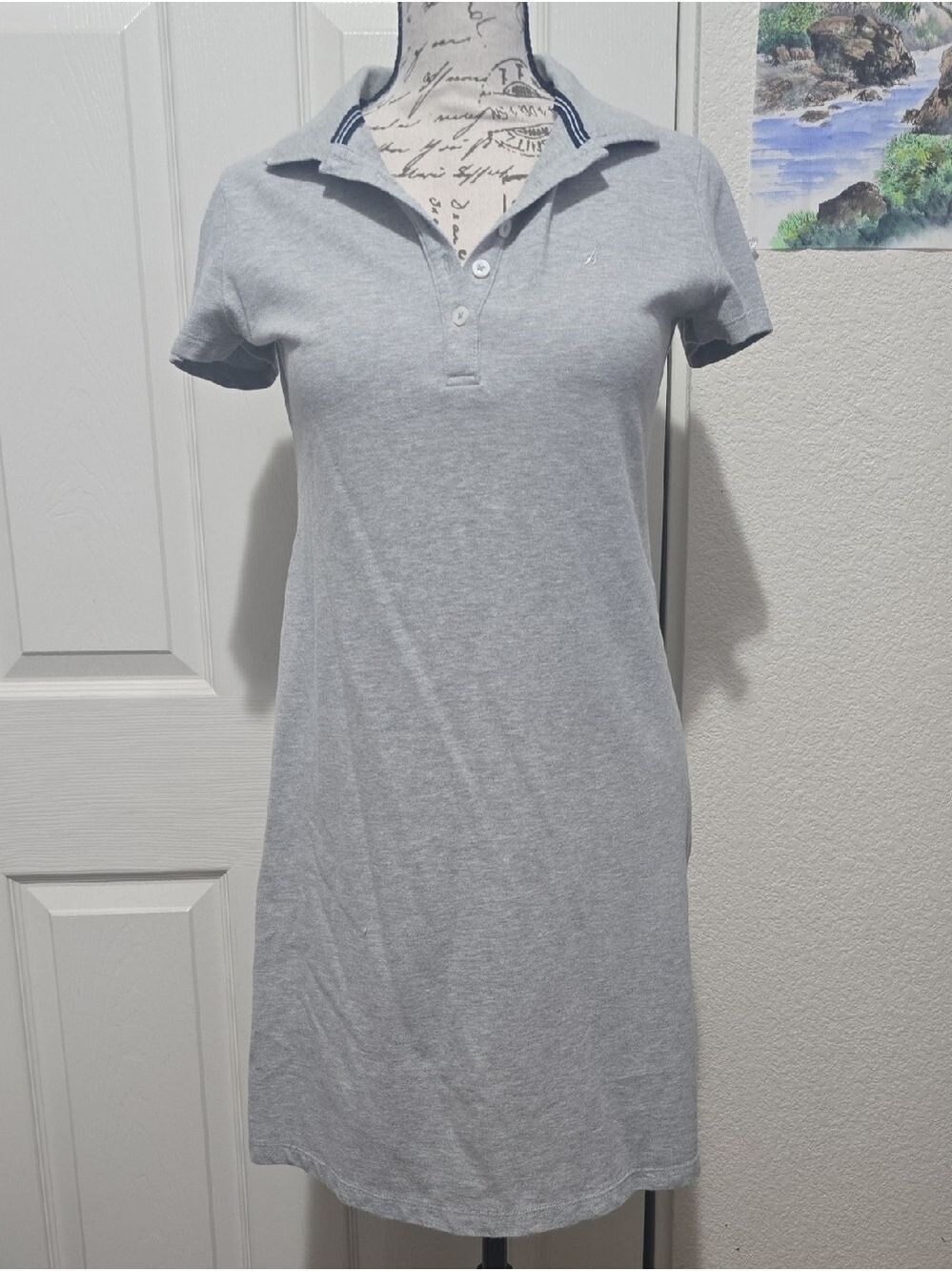 Nautica Womens Navy Stretch Cotton Short Sleeve Polo Dress Small